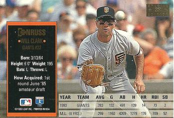 Will Clark  baseball card collectible - Main Image 2