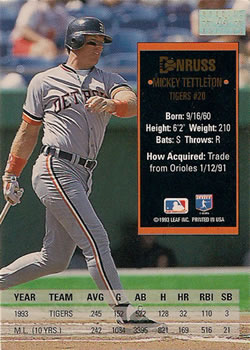 Mickey Tettleton  baseball card collectible - Main Image 2