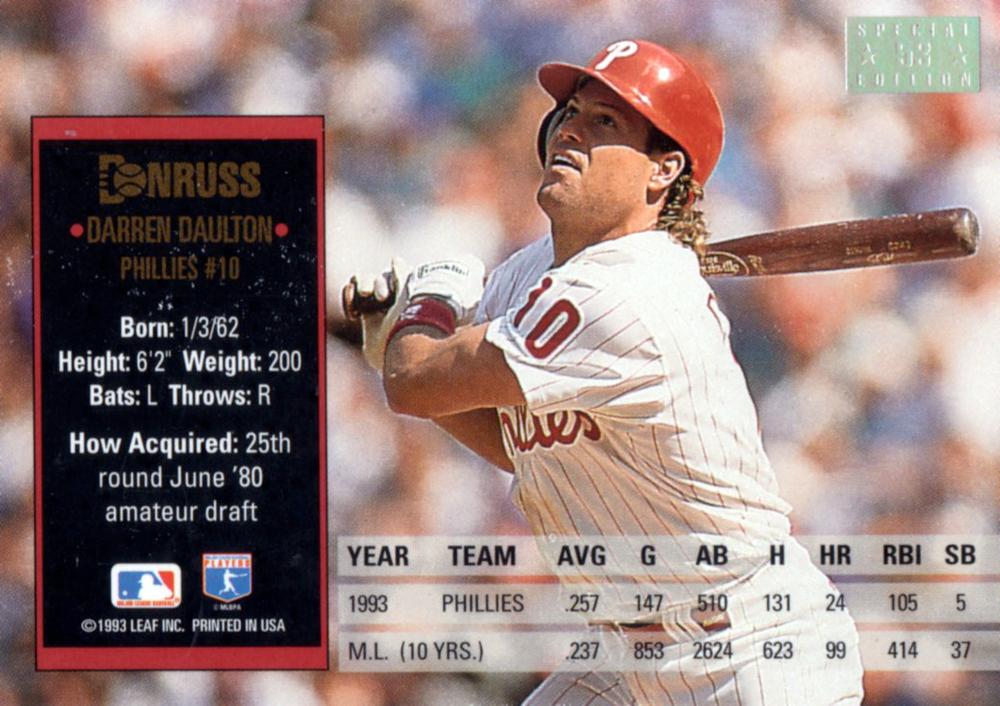 Darren Daulton  baseball card collectible - Main Image 2