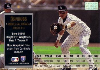 Andres Galarraga  baseball card collectible - Main Image 2