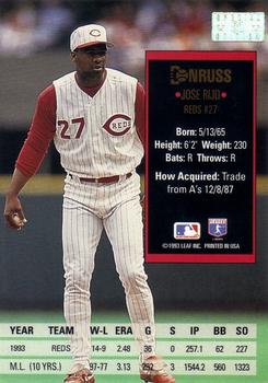 Jose Rijo  baseball card collectible - Main Image 2
