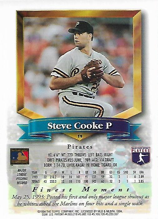Steve Cooke  baseball card collectible - Main Image 2