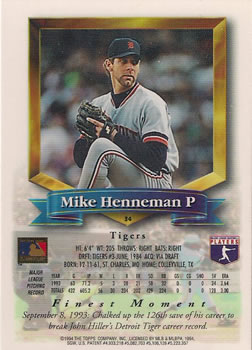 Mike Henneman  baseball card collectible - Main Image 2