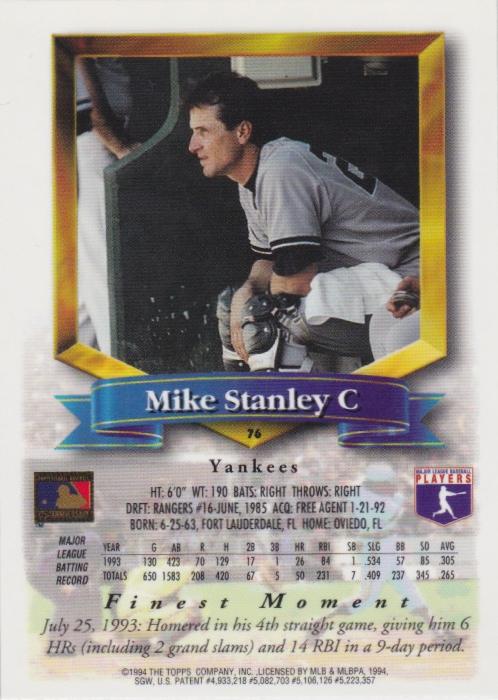 Mike Stanley  baseball card collectible - Main Image 2