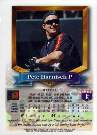 Pete Harnisch  baseball card collectible - Main Image 2