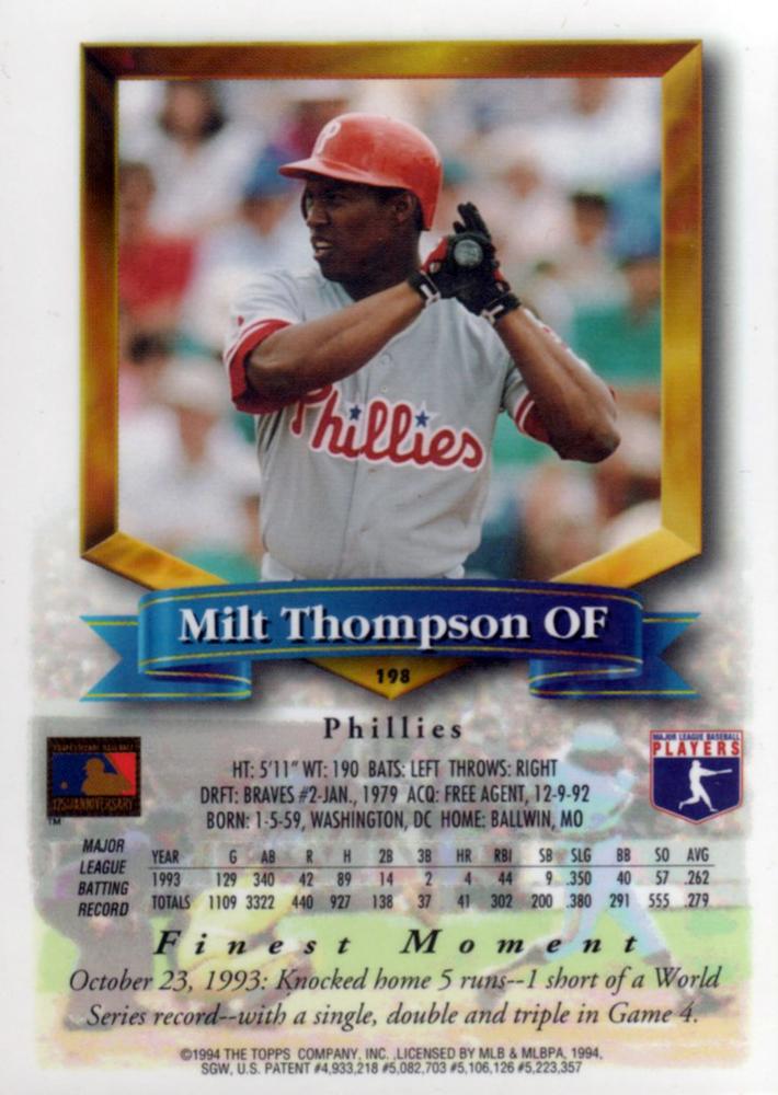 Milt Thompson  baseball card collectible - Main Image 2