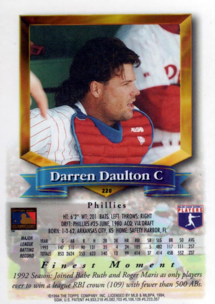 Darren Daulton  baseball card collectible - Main Image 2