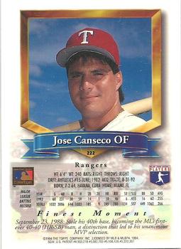 Jose Canseco  baseball card collectible - Main Image 2