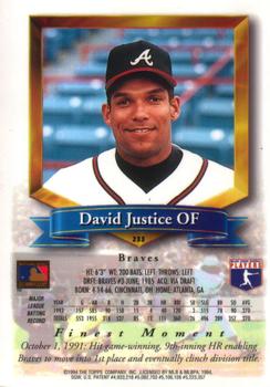 David Justice  baseball card collectible - Main Image 2