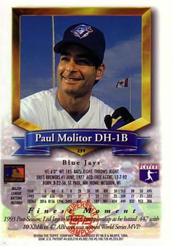 Paul Molitor  baseball card collectible - Main Image 2