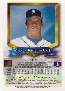 Mickey Tettleton  baseball card collectible - Main Image 2