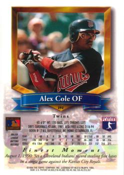Alex Cole  baseball card collectible - Main Image 2