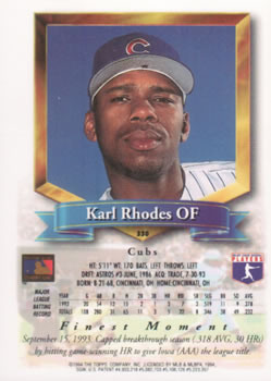 Karl Rhodes  baseball card collectible - Main Image 2