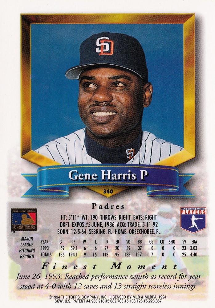 Gene Harris  baseball card collectible - Main Image 2