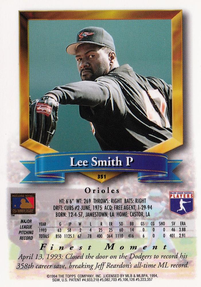 Lee Smith  baseball card collectible - Main Image 2