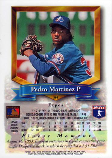 Pedro Martinez  baseball card collectible - Main Image 2