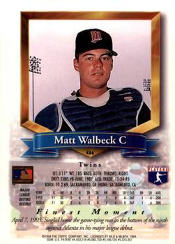 Matt Walbeck  baseball card collectible - Main Image 2