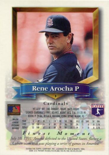 Rene Arocha  baseball card collectible - Main Image 2