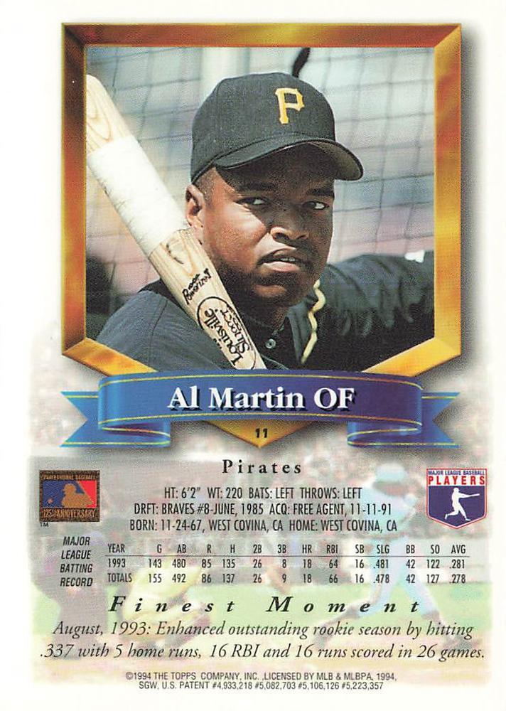 Al Martin  baseball card collectible - Main Image 2