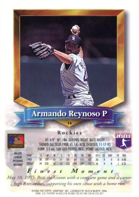 Armando Reynoso  baseball card collectible - Main Image 2