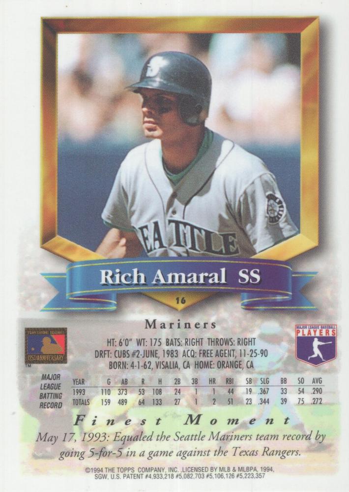 Rich Amaral  baseball card collectible - Main Image 2