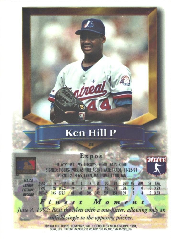Ken Hill  baseball card collectible - Main Image 2