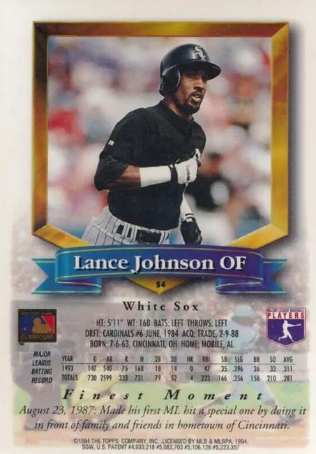 Lance Johnson  baseball card collectible - Main Image 2
