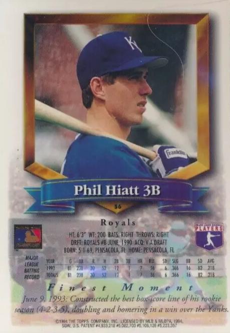 Phil Hiatt  baseball card collectible - Main Image 2