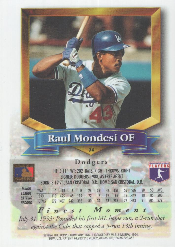 Raul Mondesi  baseball card collectible - Main Image 2