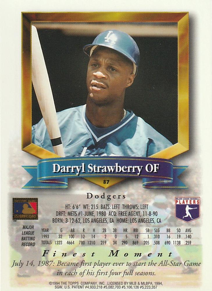 Darryl Strawberry  baseball card collectible - Main Image 2