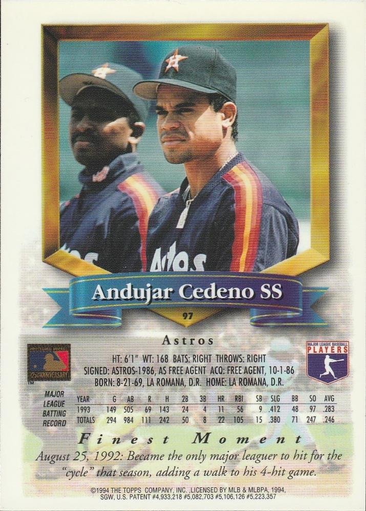 Andujar Cedeno  baseball card collectible - Main Image 2