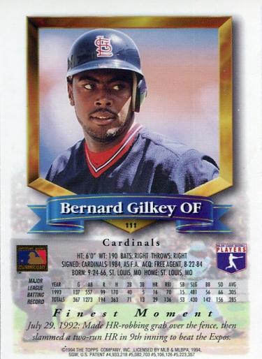 Bernard Gilkey  baseball card collectible - Main Image 2