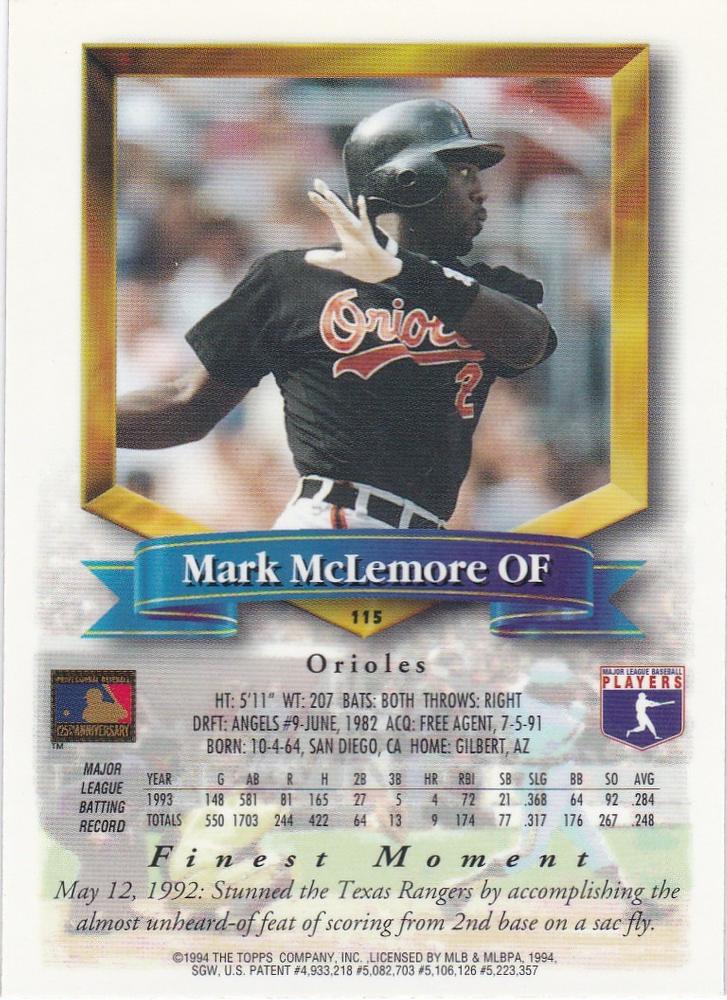 Mark McLemore  baseball card collectible - Main Image 2