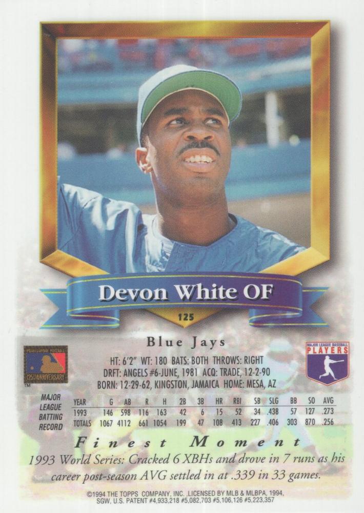 Devon White  baseball card collectible - Main Image 2