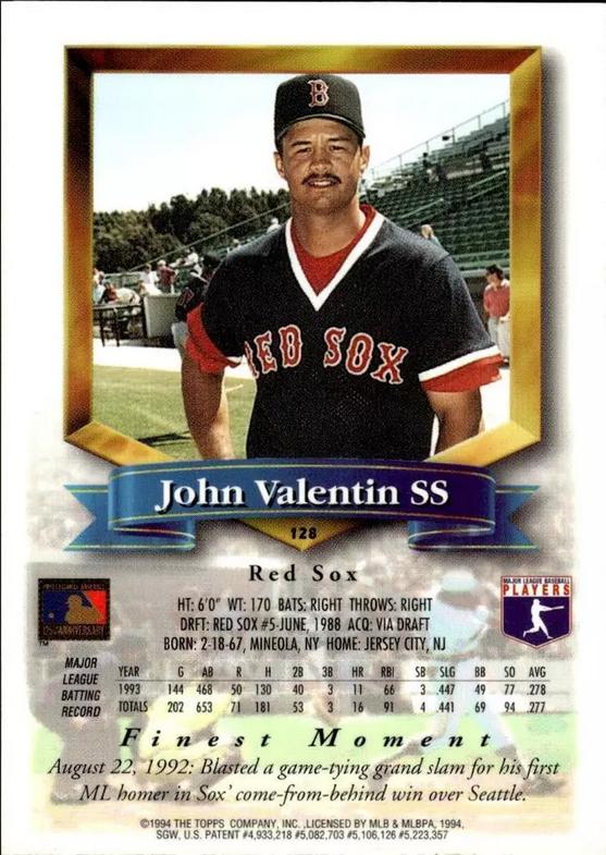 John Valentin  baseball card collectible - Main Image 2