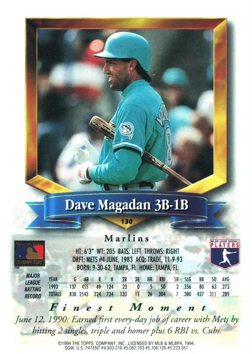 Dave Magadan  baseball card collectible - Main Image 2