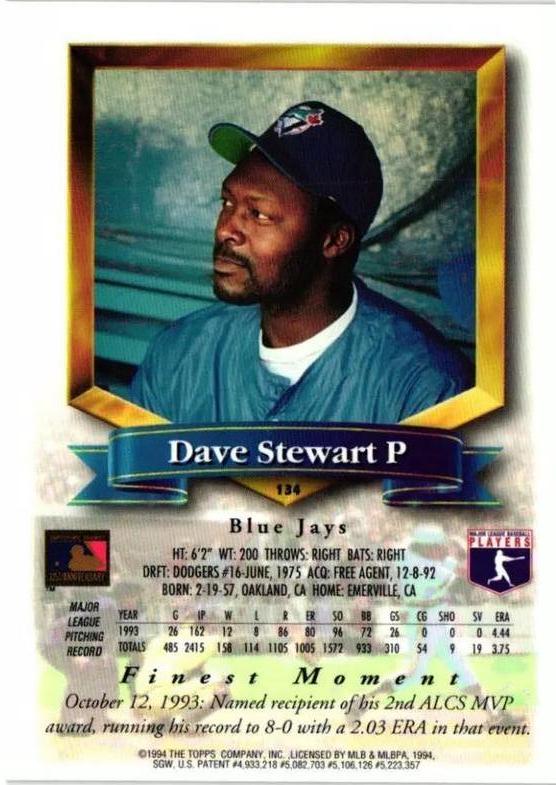Dave Stewart  baseball card collectible - Main Image 2