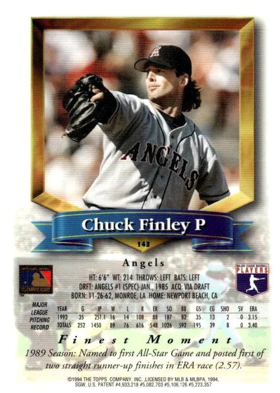 Chuck Finley  baseball card collectible - Main Image 2