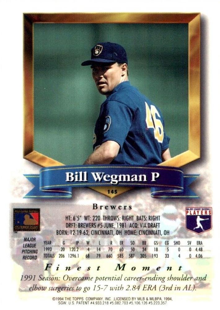 Bill Wegman  baseball card collectible - Main Image 2