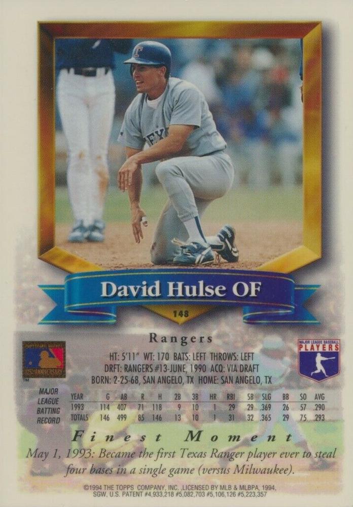 David Hulse  baseball card collectible - Main Image 2