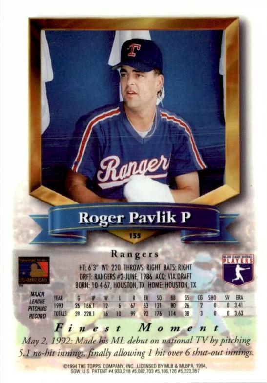 Roger Pavlik  baseball card collectible - Main Image 2