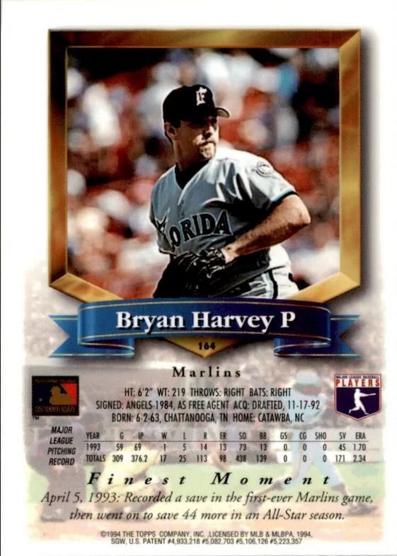 Bryan Harvey  baseball card collectible - Main Image 2