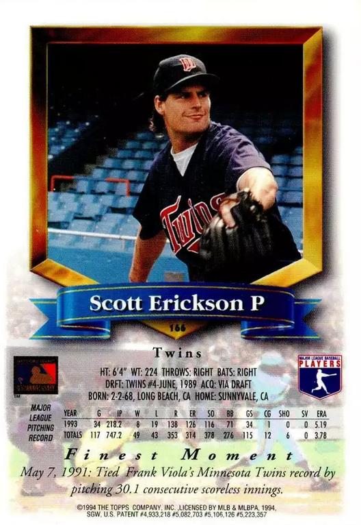 Scott Erickson  baseball card collectible - Main Image 2