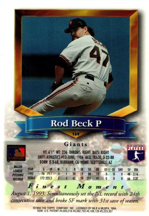 Rod Beck  baseball card collectible - Main Image 2