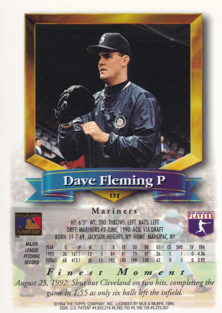 Dave Fleming  baseball card collectible - Main Image 2
