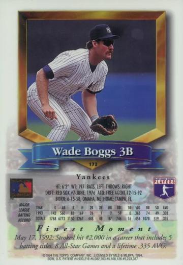 Wade Boggs  baseball card collectible - Main Image 2