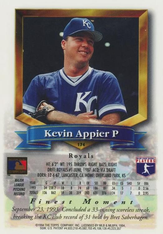 Kevin Appier  baseball card collectible - Main Image 2