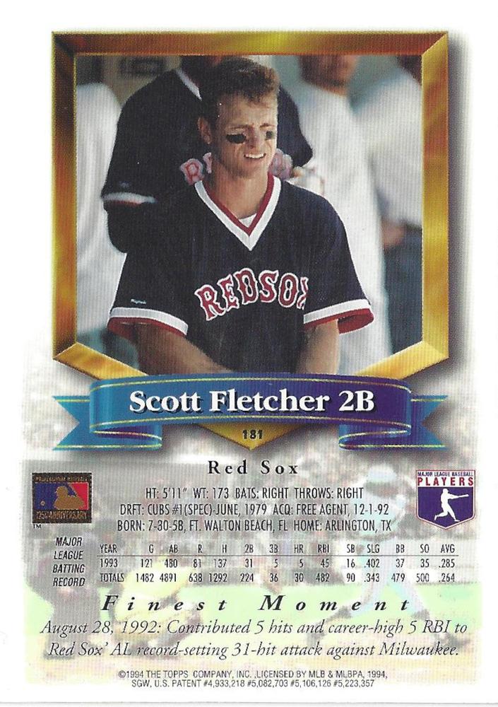 Scott Fletcher  baseball card collectible - Main Image 2