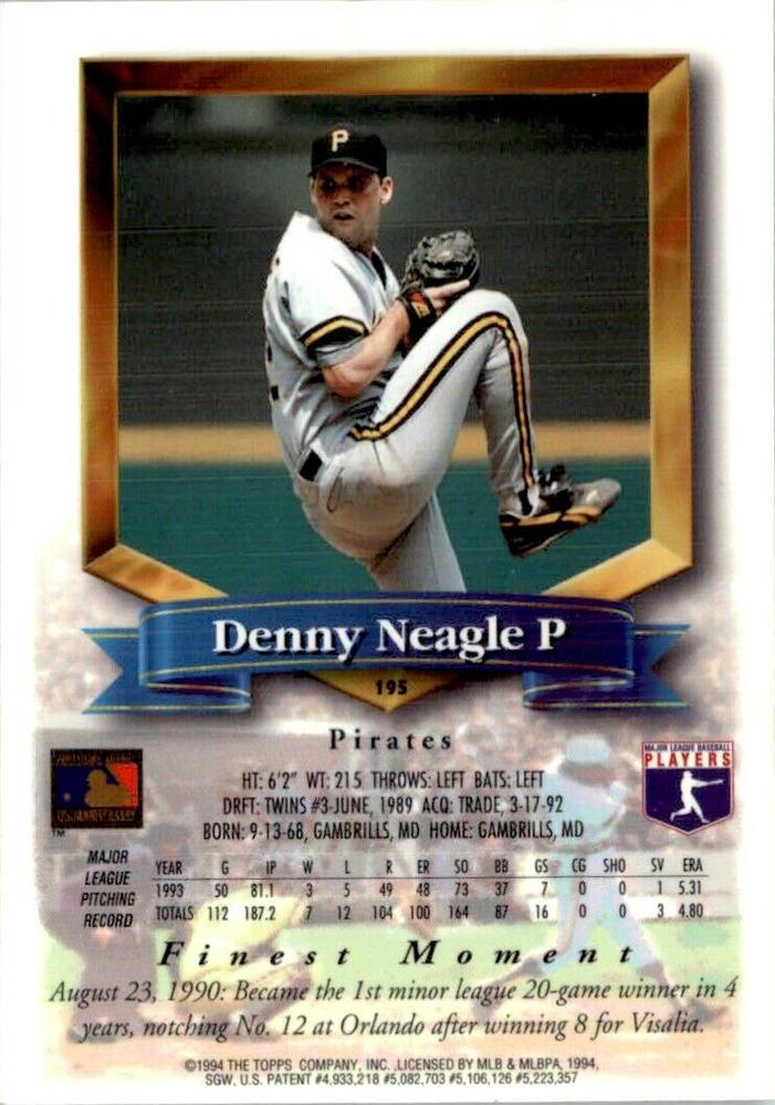 Denny Neagle  baseball card collectible - Main Image 2