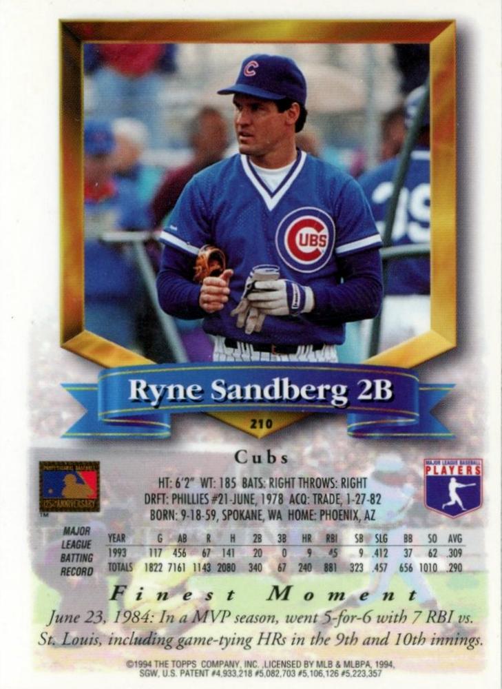 Ryne Sandberg  baseball card collectible - Main Image 2
